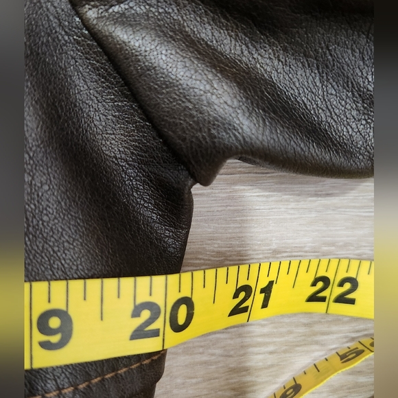 Princess Polly Staten Island Brown Faux Leather Bomber Jacket Size S/M - Picture 4 of 9